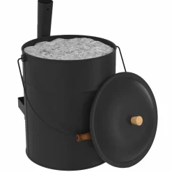 IDMarket Seau à cendres avec couvercle et pelle : 15 litres* Accessoires Cheminée