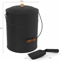 IDMarket Seau à cendres avec couvercle et pelle : 15 litres* Accessoires Cheminée