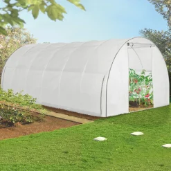 IDMarket Serre de jardin blanche 18 m² avec 2 côtés relevables 6x3x2m* Serres Tunnel|Serres