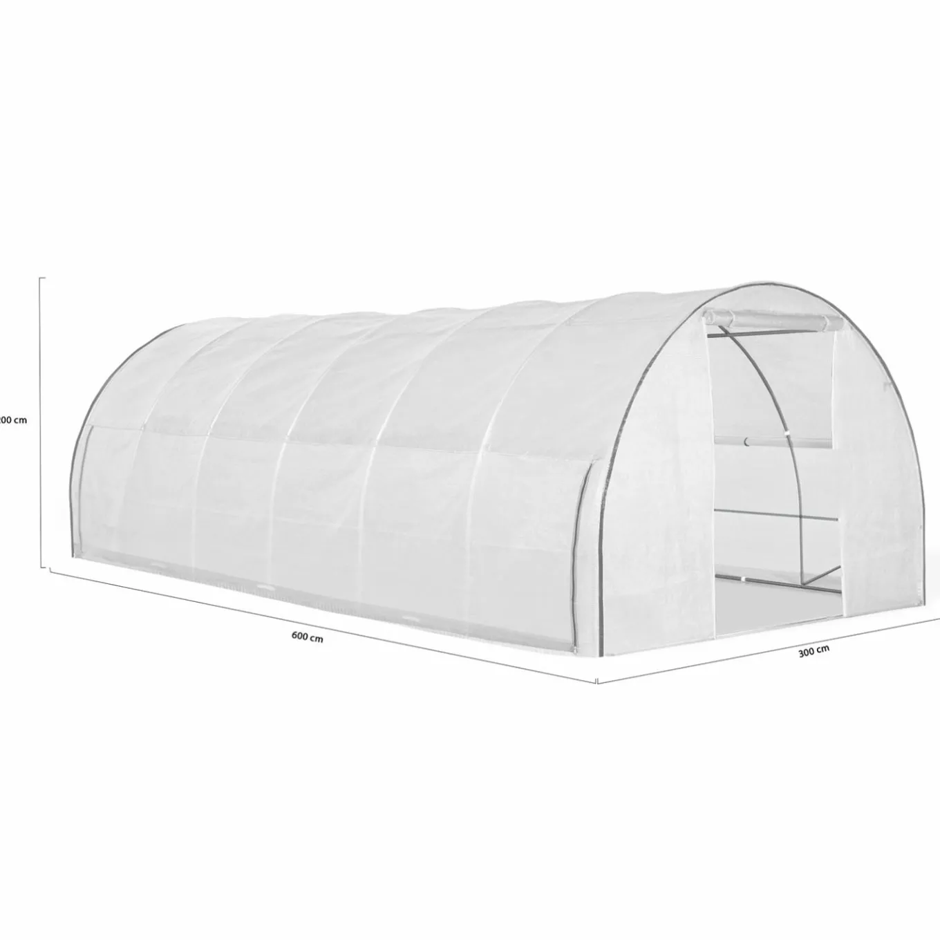 IDMarket Serre de jardin blanche 18 m² avec 2 côtés relevables 6x3x2m* Serres Tunnel|Serres