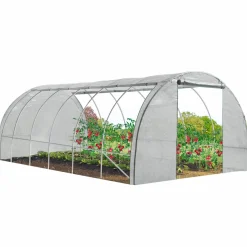 IDMarket Serre de jardin blanche 18 m² 3x6 m* Serres Tunnel|Serres