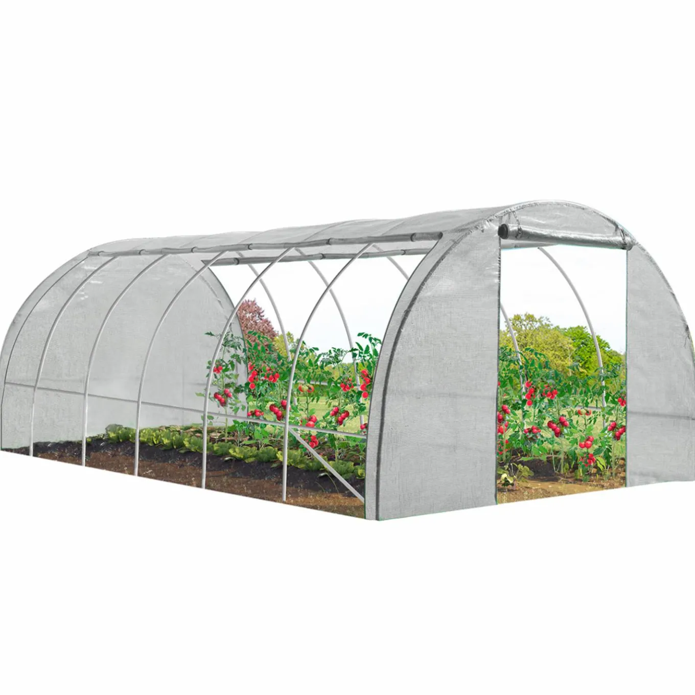 IDMarket Serre de jardin blanche 18 m² 3x6 m* Serres Tunnel|Serres