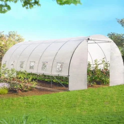 IDMarket Serre de jardin blanche 18 m² 3x6 m* Serres Tunnel|Serres