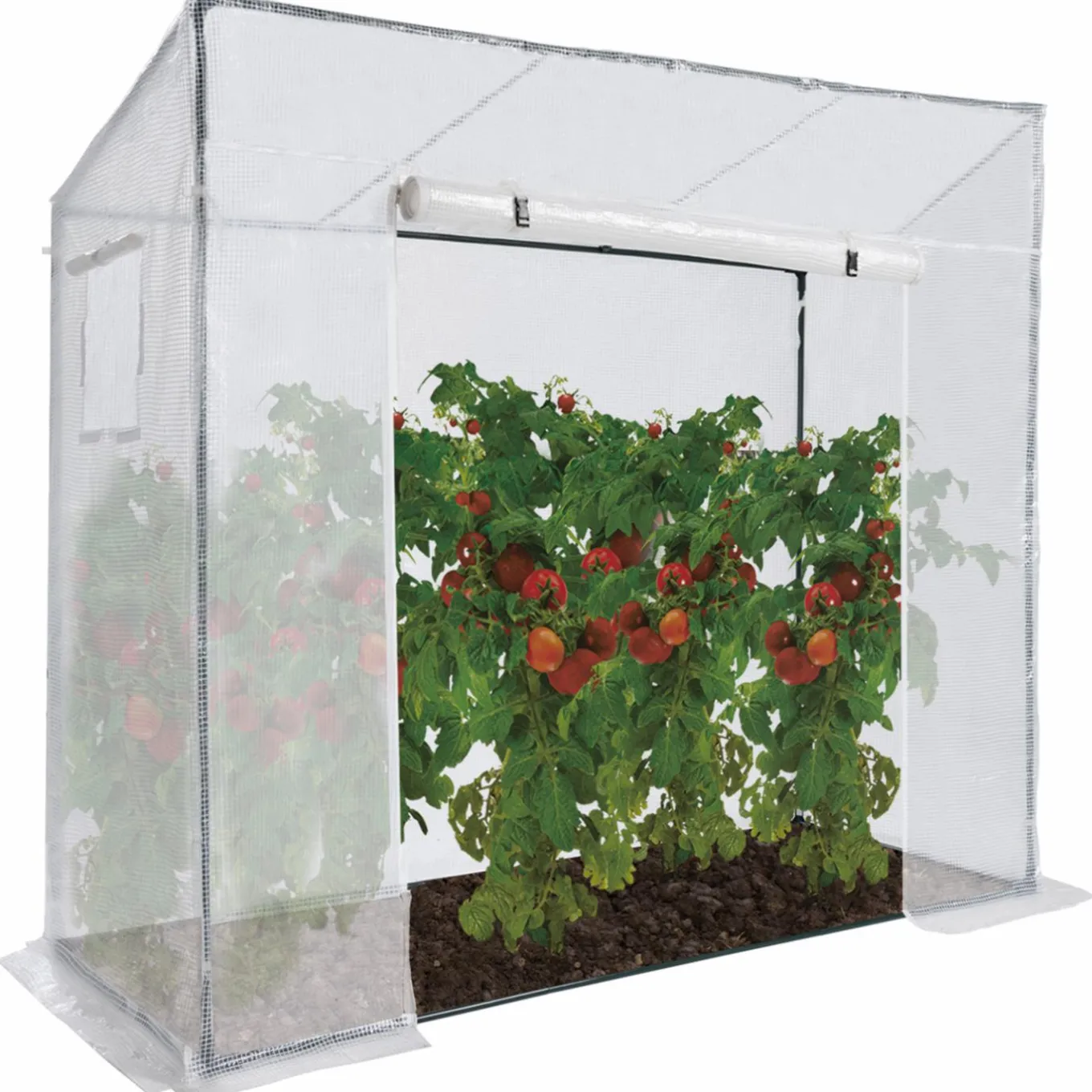 IDMarket Serre de jardin blanche avec porte et fenêtres relevables* Serres À Tomates Et Équipement Du Potager|Serres