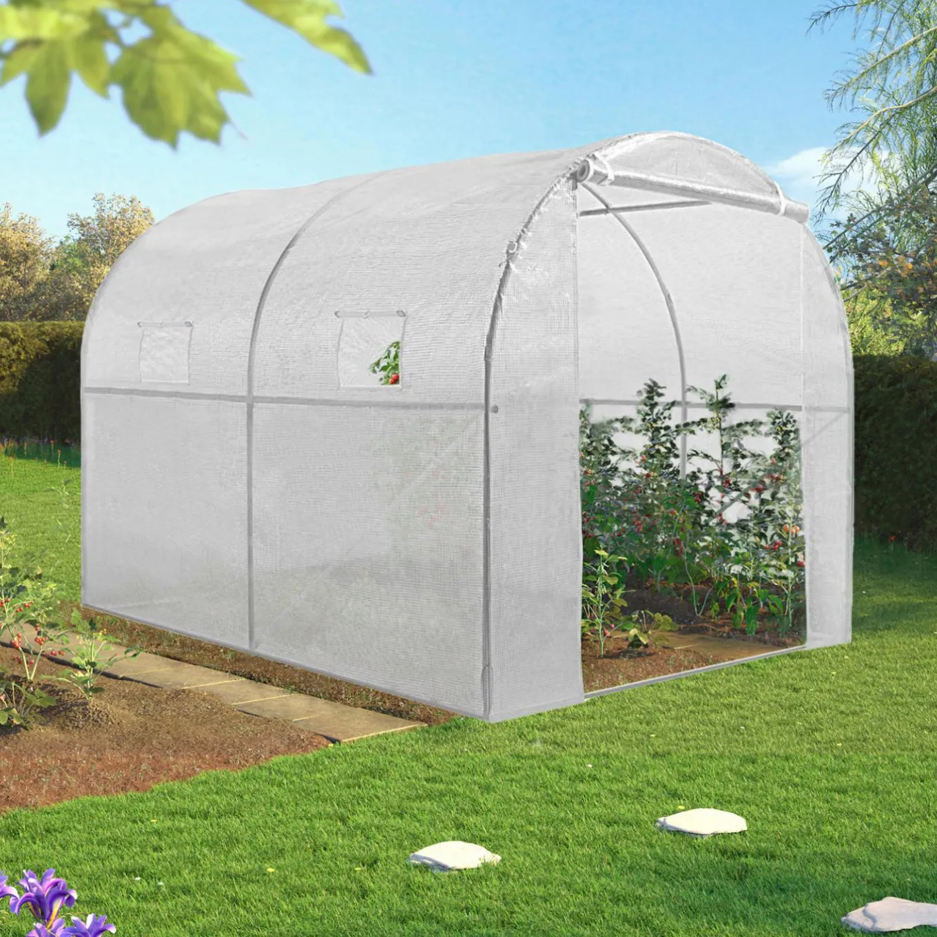 IDMarket Serre de jardin tunnel blanche 6m2* Serres Tunnel|Serres