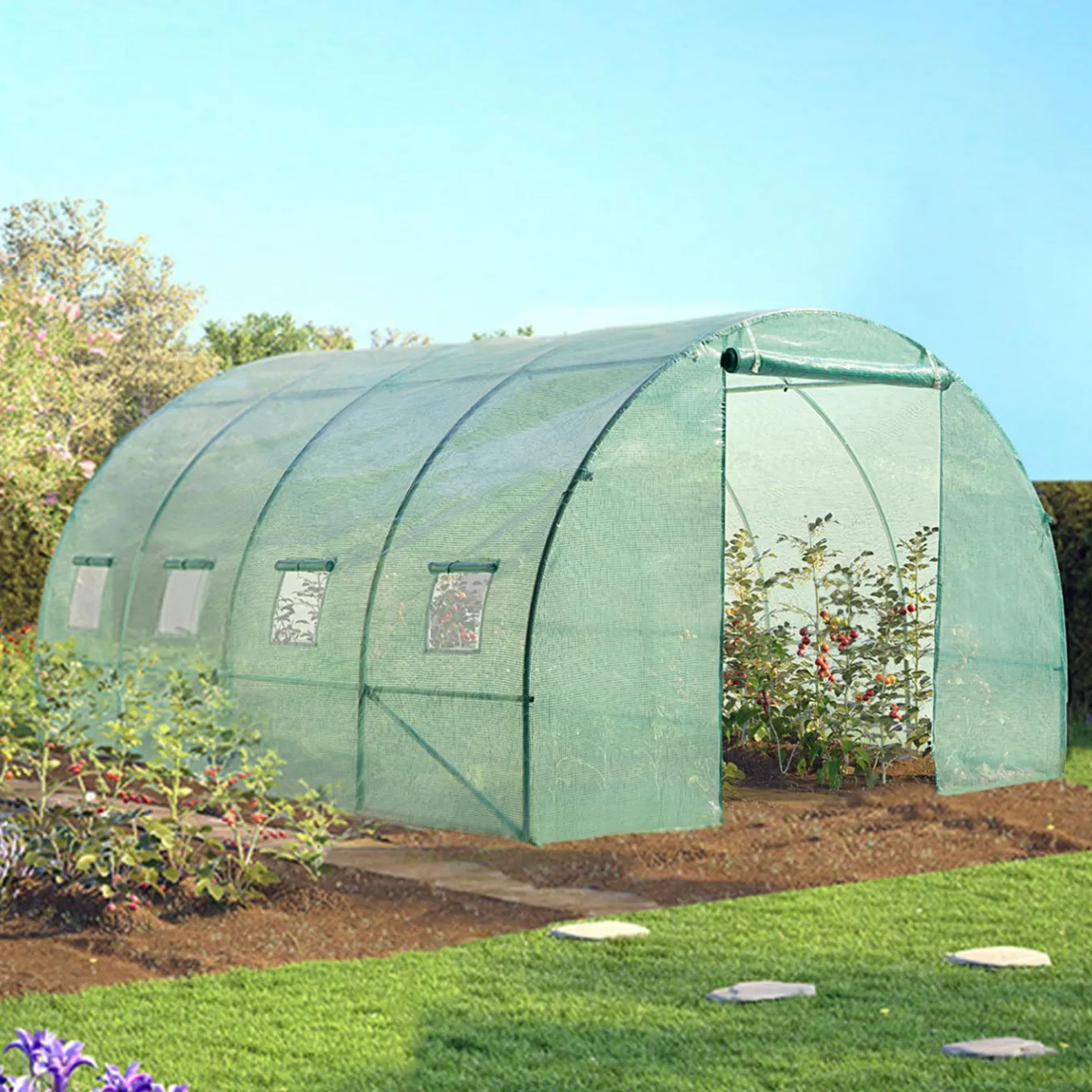 IDMarket Serre de jardin verte 12m² 3x4m* Serres Tunnel|Serres