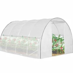 IDMarket Serre tunnel de jardin 12M² blanche relevable avec moustiquaire* Serres Tunnel|Serres