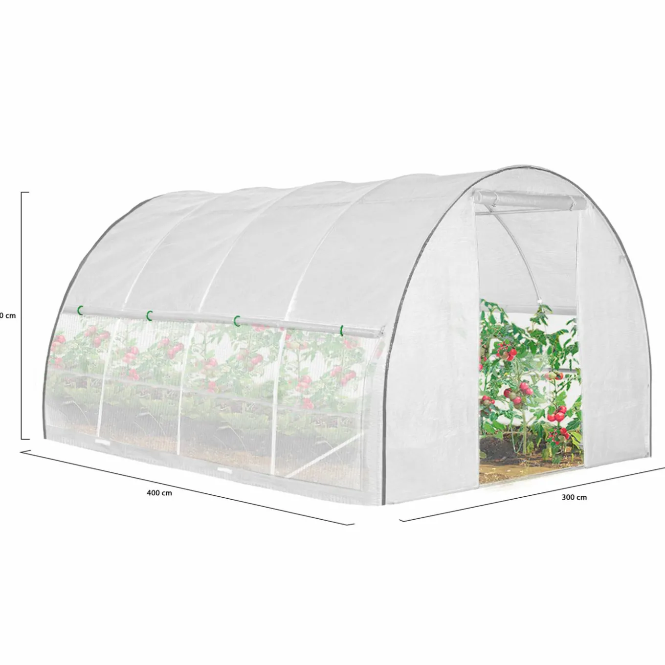 IDMarket Serre tunnel de jardin 12M² blanche relevable avec moustiquaire* Serres Tunnel|Serres
