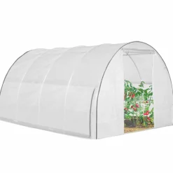 IDMarket Serre tunnel de jardin 12M² blanche relevable avec moustiquaire* Serres Tunnel|Serres