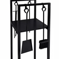 IDMarket Serviteur range bûche intérieur en acier noir* Collection Métal|Accessoires Cheminée