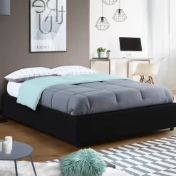 IDMarket Sommier coffre de rangement 140x190 cm noir* Collection Contemporaine|Chambre Complète Adulte
