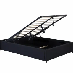 IDMarket Sommier coffre de rangement 140x190 cm noir* Collection Contemporaine|Chambre Complète Adulte