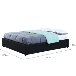 IDMarket Sommier coffre de rangement 140x190 cm noir* Collection Contemporaine|Chambre Complète Adulte