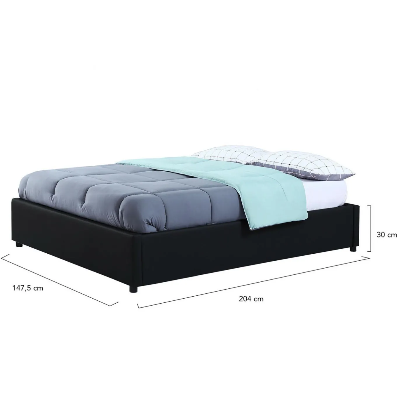 IDMarket Sommier coffre de rangement 140x190 cm noir* Collection Contemporaine|Chambre Complète Adulte