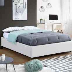 IDMarket Sommier coffre de rangement 160x200 cm blanc* Collection Contemporaine|Chambre Complète Adulte