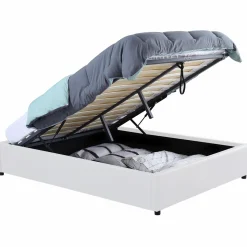 IDMarket Sommier coffre de rangement 140x190 cm blanc* Collection Contemporaine|Chambre Complète Adulte
