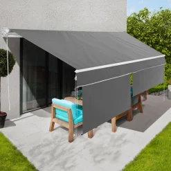 IDMarket Store banne gris anthracite 4x3 m* Stores Bannes