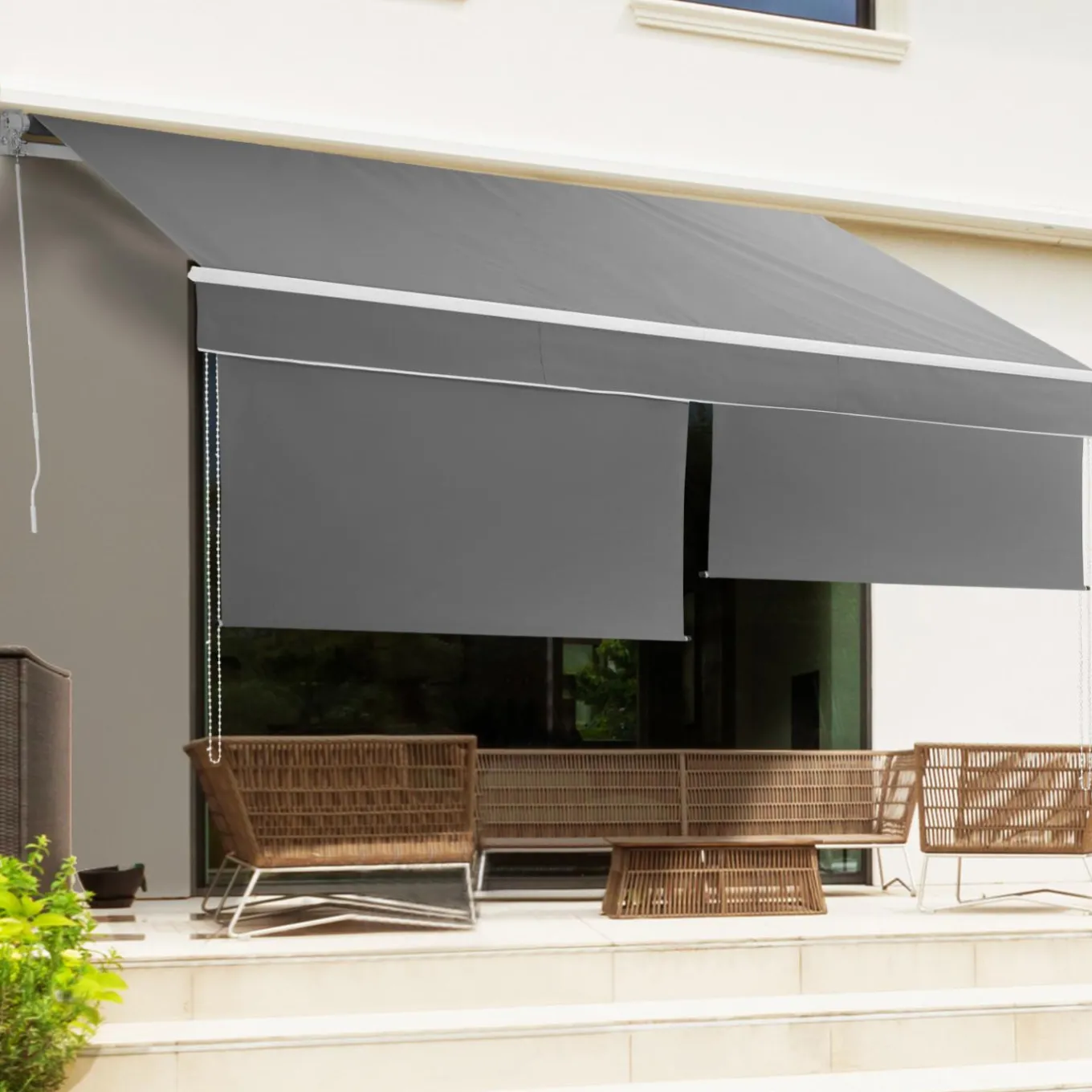 IDMarket Store banne gris anthracite 4x3 m* Stores Bannes