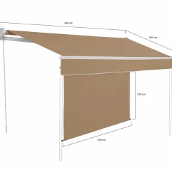 IDMarket Store banne manuel 4x3 m taupe avec lambrequin de 150 cm* Stores Bannes