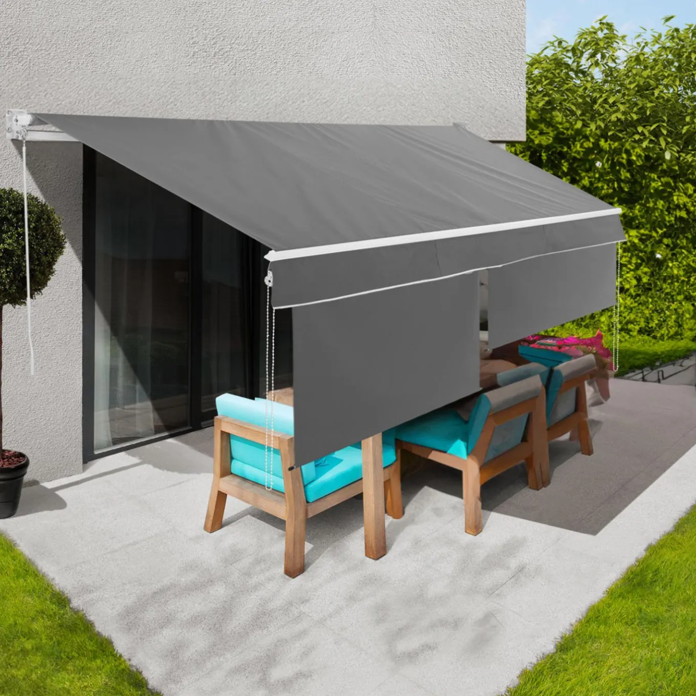 IDMarket Store banne 3x2 m enroulable gris anthracite* Stores Bannes