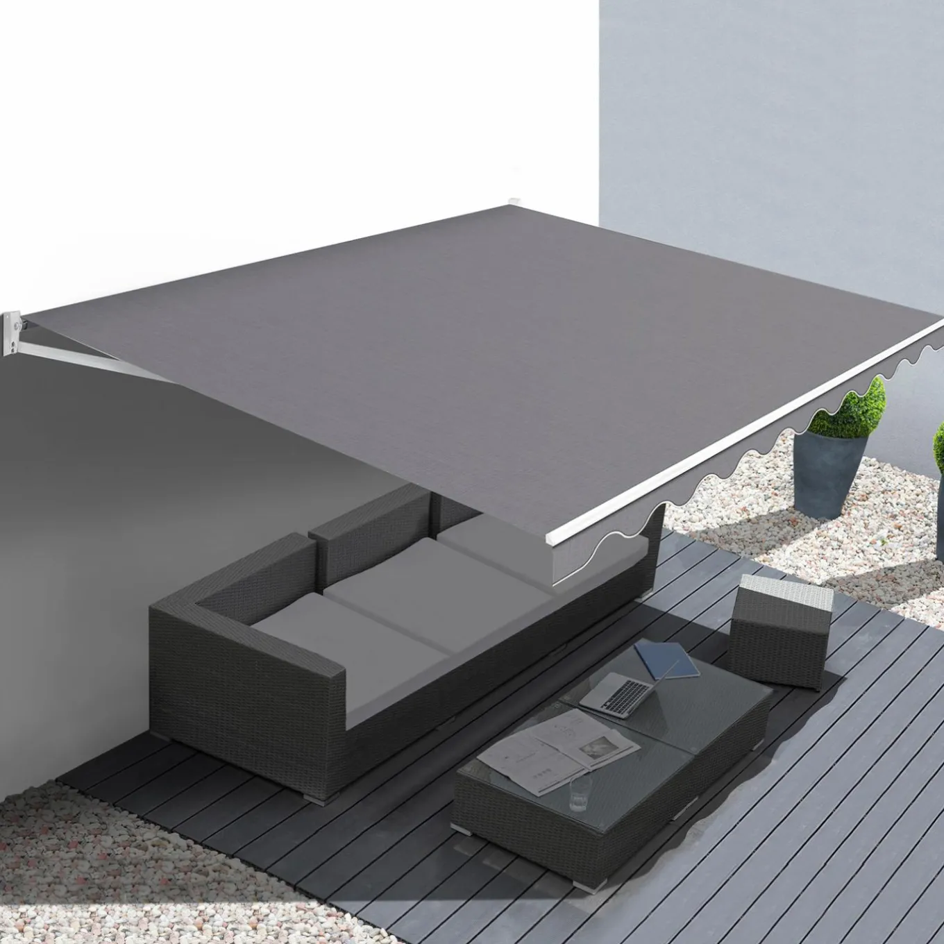 IDMarket Store banne 3,80x3 m gris anthracite* Stores Bannes