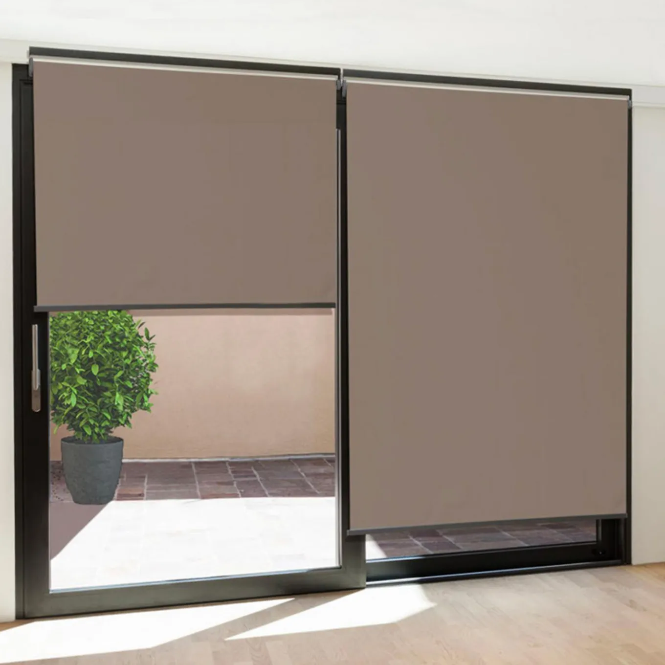 IDMarket Stores enrouleurs verticaux pour pergola couleur taupe* Accessoires Pergolas Et Tonnelles