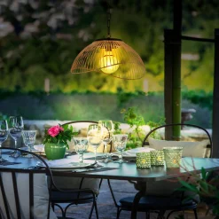 IDMarket Suspension solaire extérieur métal et effet rotin* Eclairages D'Ambiance