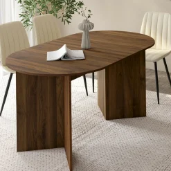 IDMarket Table à manger extensible ovale MARTHE 6 -10 personnes noyer* Meubles En Bois|Tables