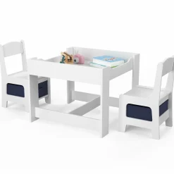 IDMarket Table à dessin pour enfant avec 2 chaises et bacs de rangement*Enfant Meubles Blancs|Meubles Rangement Jouet