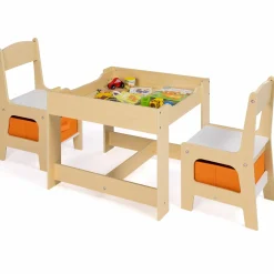 IDMarket Table à dessin réversible pour enfant avec 2 chaises et bacs de rangement*Enfant Meubles En Bois|Meubles Rangement Jouet