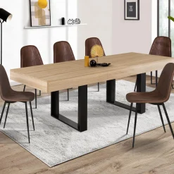 IDMarket Table à manger 4 à 8 personnes bois et noir* Meubles Bas|Meubles En Bois