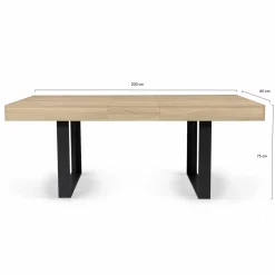 IDMarket Table à manger 4 à 8 personnes bois et noir* Meubles Bas|Meubles En Bois