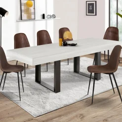 IDMarket Table à manger 4 à 8 personnes bois gris et pieds gris foncé* Collection Design|Collection Moderne