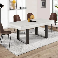 IDMarket Table à manger 4 à 8 personnes bois gris et pieds gris foncé* Collection Design|Collection Moderne