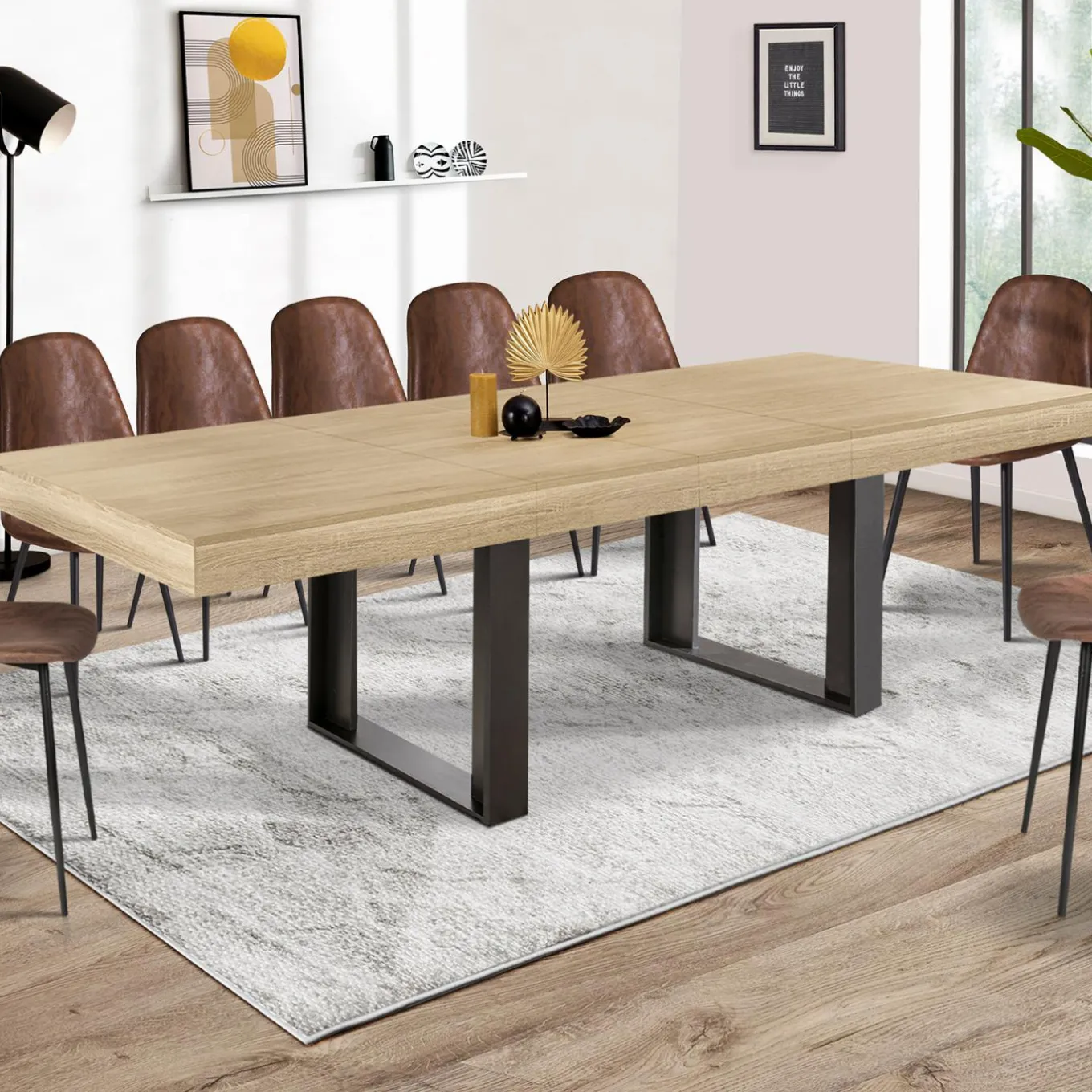 IDMarket Table à manger 10 à 12 personnes bois et noir* Meubles En Bois|Collection Design