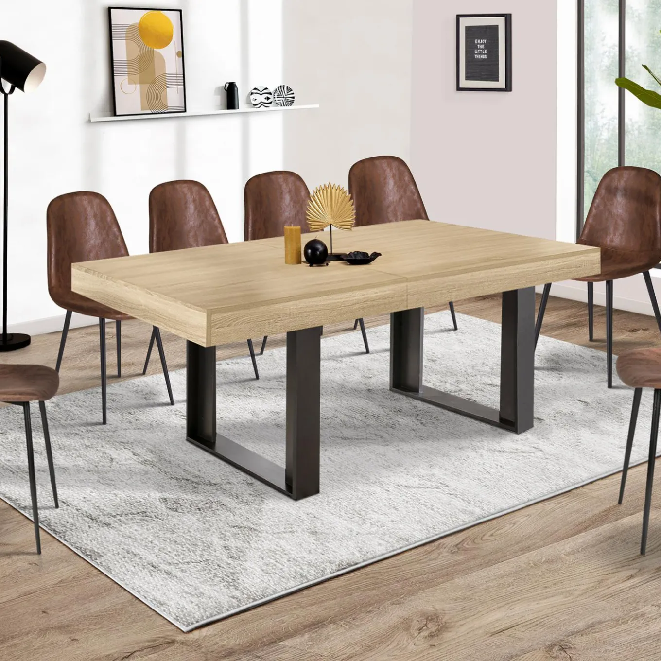 IDMarket Table à manger 10 à 12 personnes bois et noir* Meubles En Bois|Collection Design