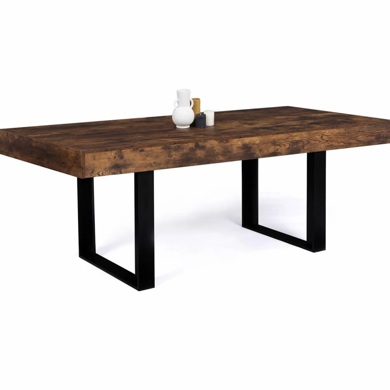IDMarket Table à manger 200 cm 10 personnes bois effet vieilli et noir* Collection Design|Collection Vintage