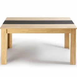 IDMarket Table à manger 6 personnes imitation hêtre et noire* Meubles En Bois|Collection Contemporaine