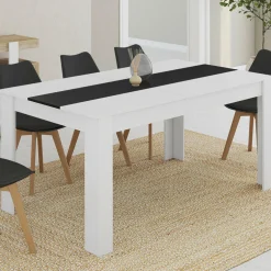 IDMarket Table à manger 8 personnes blanche et noire* Meubles Blancs|Collection Contemporaine