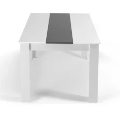 IDMarket Table à manger 6 personnes blanche et grise* Meubles Blancs|Collection Contemporaine