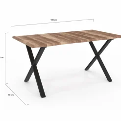 IDMarket Table à manger 6 personnes avec pieds en forme de X* Collection Industrielle|Salle À Manger Complète