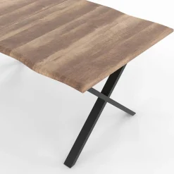 IDMarket Table à manger 6 personnes avec pieds en forme de X* Collection Industrielle|Salle À Manger Complète