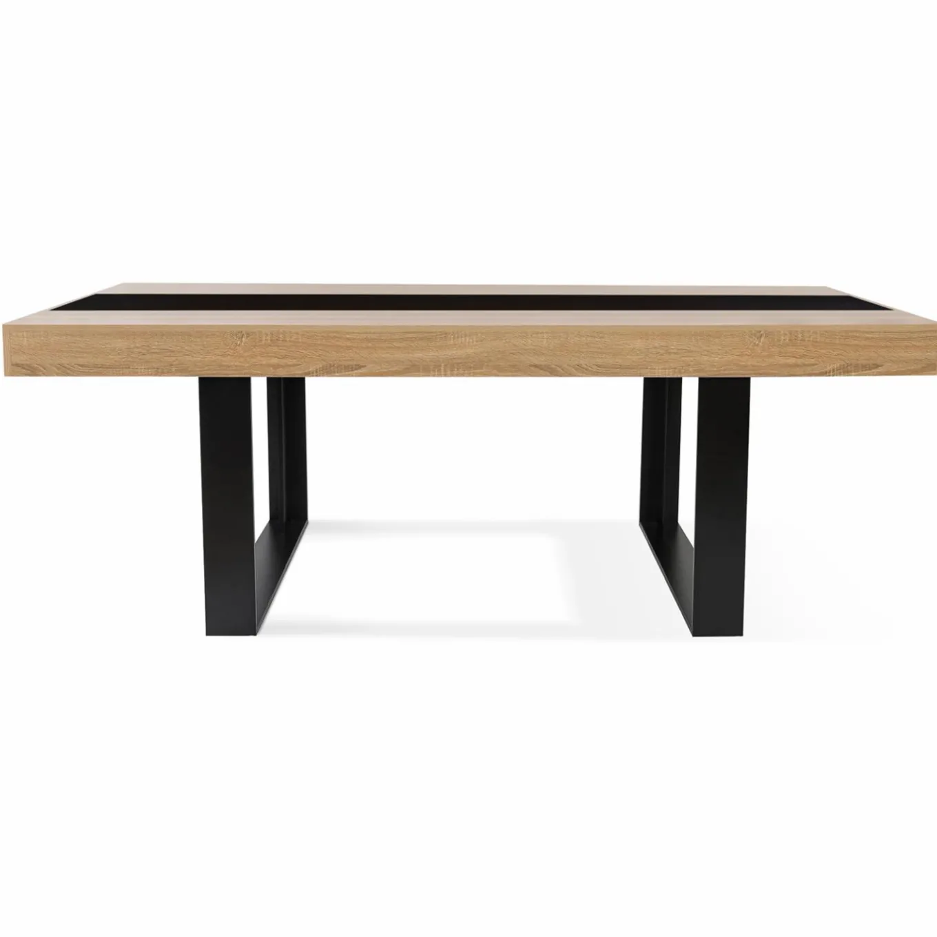 IDMarket Table à manger 10 personnes en bois avec bande centrale noire* Meubles En Bois|Collection Design
