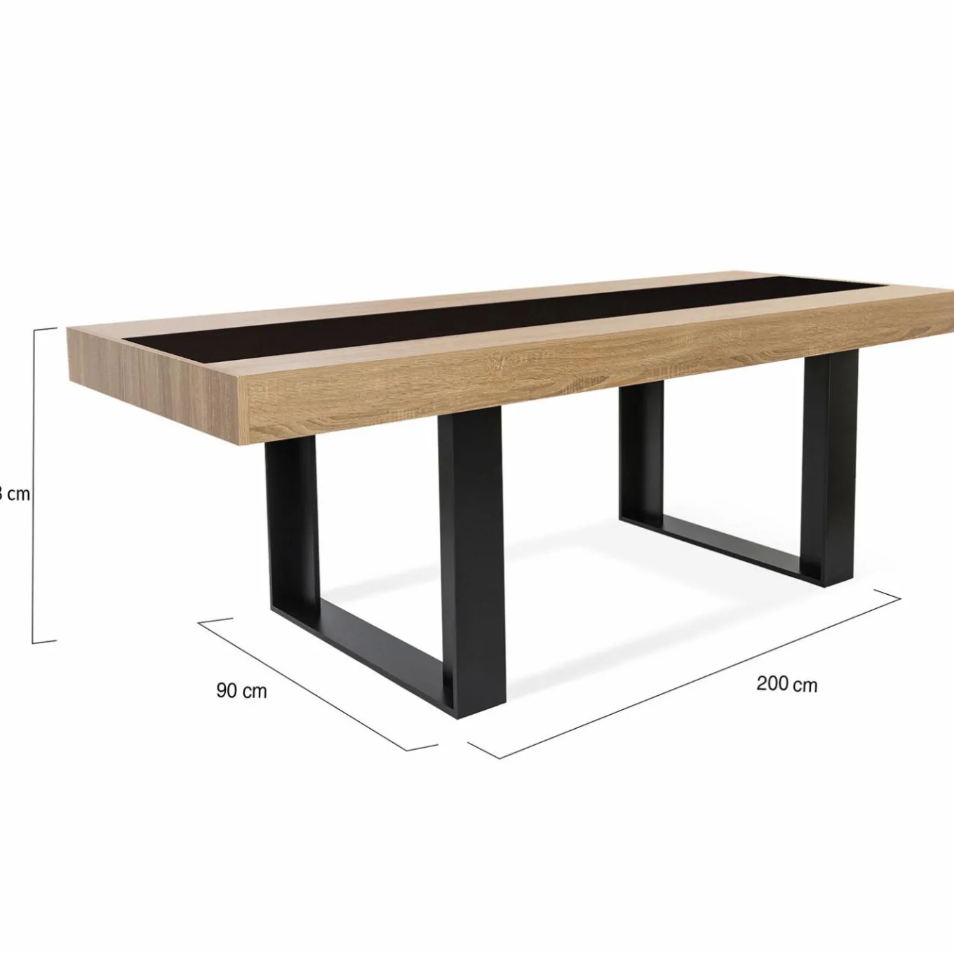 IDMarket Table à manger 10 personnes en bois avec bande centrale noire* Meubles En Bois|Collection Design