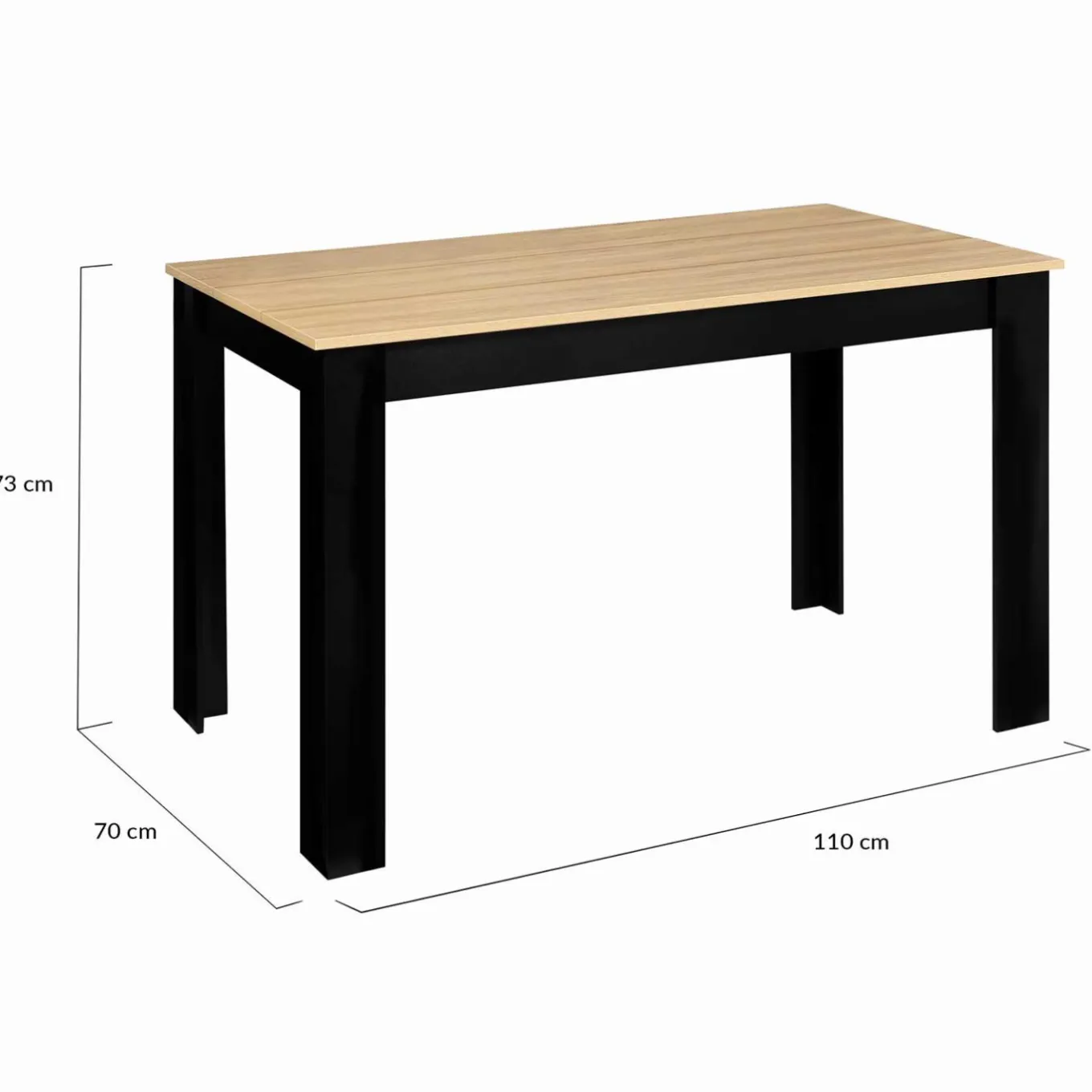 IDMarket Table à manger 110 X 70 cm noir et bois* Collection Design|Collection Contemporaine