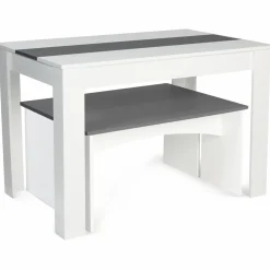 IDMarket Table à manger avec banc 4 personnes* Meubles Blancs|Collection Design