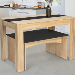 IDMarket Table à manger avec banc en bois* Collection Contemporaine|Salle À Manger Complète