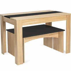 IDMarket Table à manger avec banc en bois* Collection Contemporaine|Salle À Manger Complète