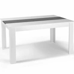 IDMarket Table à manger blanche et grise 140 cm avec 6 chaises grises* Meubles Blancs|Collection Contemporaine
