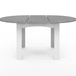 IDMarket Table à manger blanche et plateau effet béton extensible ronde* Collection Design|Collection Contemporaine